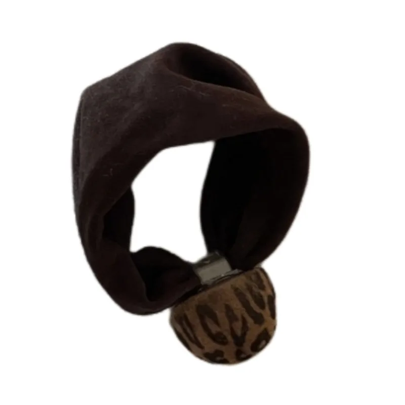 الكورية يتدفقون ليوبارد طباعة العصابات الشعر الشتاء الرجعية منخفضة ذيل حصان العلاقات الشعر المرنة إكسسوارات الشعر العصرية #5