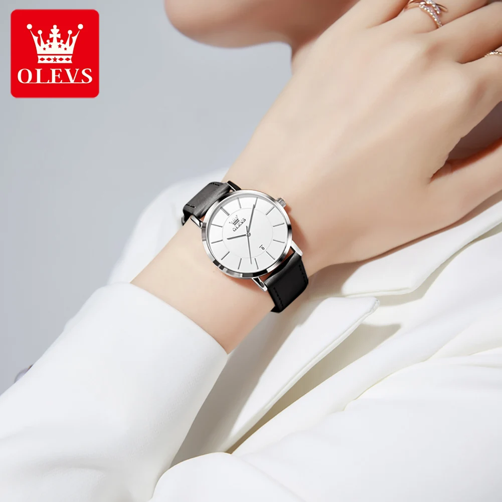 OLEVS الأصلي جديد بسيط امرأة ساعة حزام من الجلد مقاوم للماء السيدات ساعة اليد تاريخ أنيق كوارتز ساعات نسائية Reloj Mujer #6
