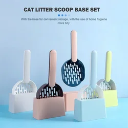 Cat Litter Scoop Shovel with Holder Stand Set Poop Sand Scooper Sifter with Storage Box Pet Kitten Lightweight Cleanup Tools Kit