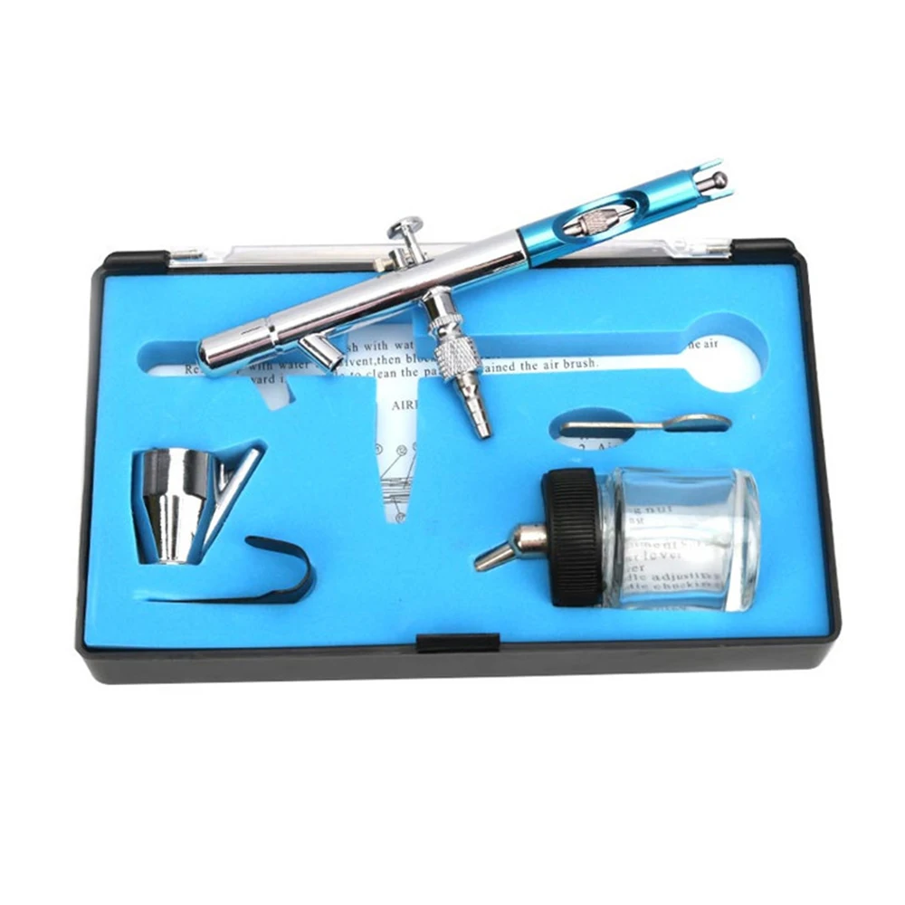 0.35mm Siphon Feed Dual-action Airbrush Kit Set Spray Gun with 5cc & 22cc Fluid Cup for Art Craft Painting Nail