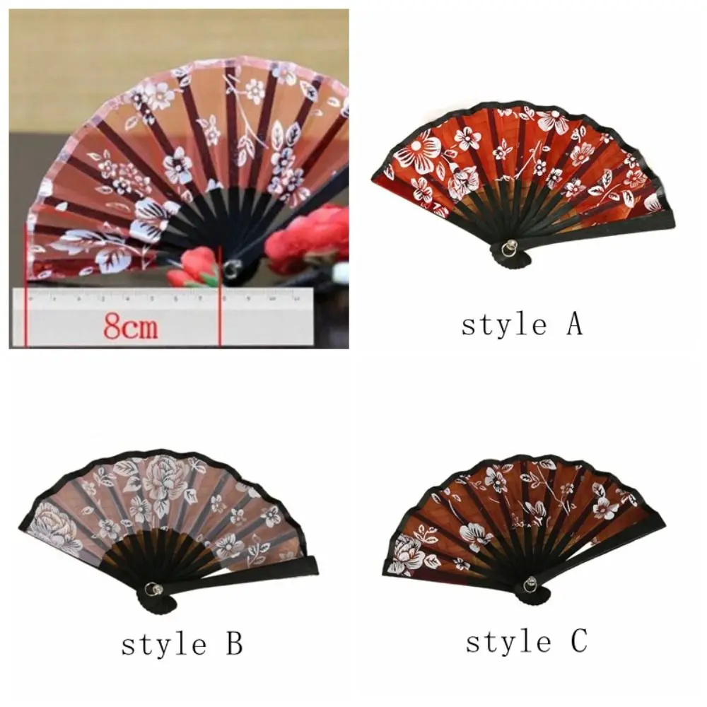 8cm Mini Silk Fan DIY Accessories Cute Wall Hanging Doll Craft Fan Handmade Folding Fans Toys Decoration