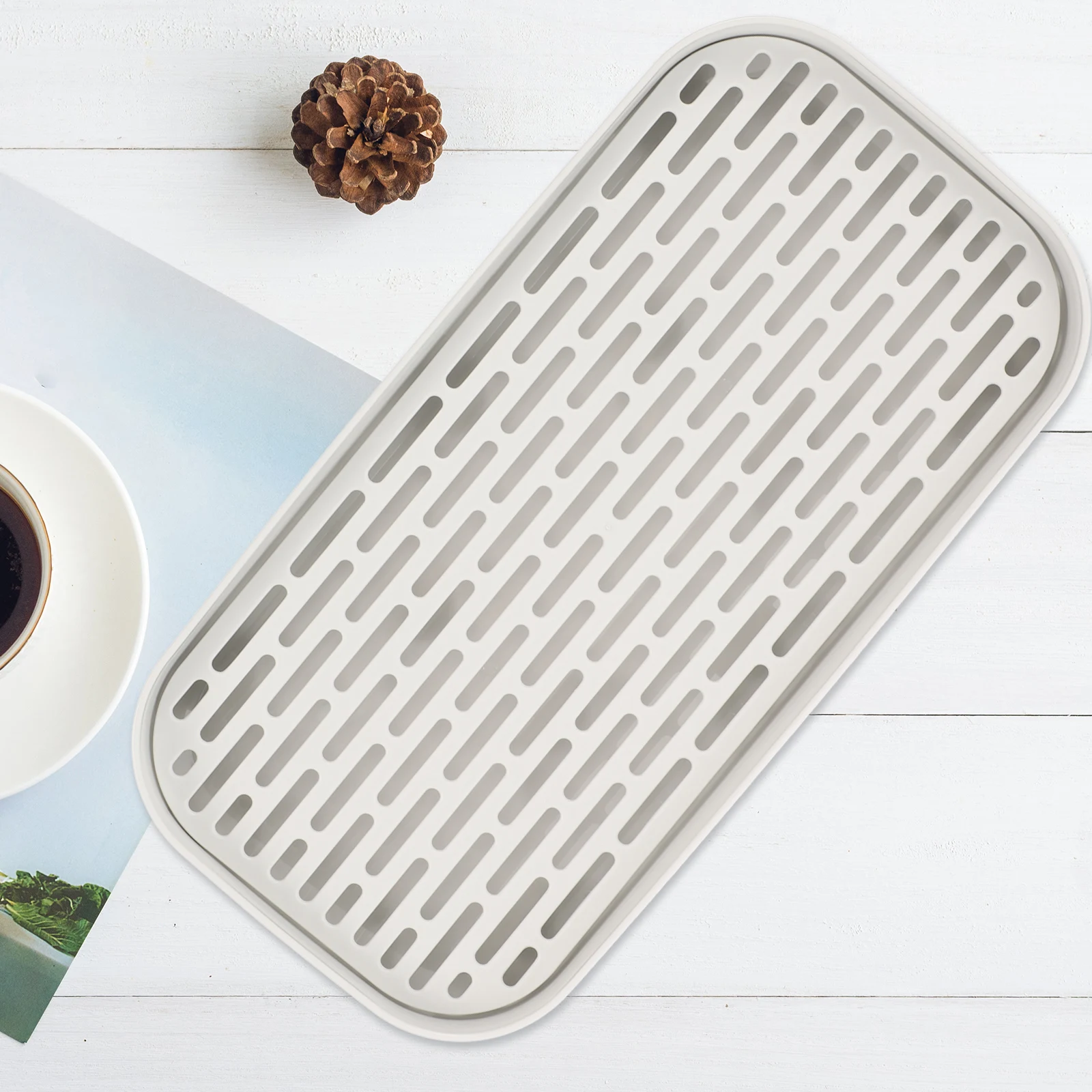 

Double Layer Drain PP Color Draining Tray Kitchen Bathroom Toiletries Plate Multifunctional Food Storing Water Filtering