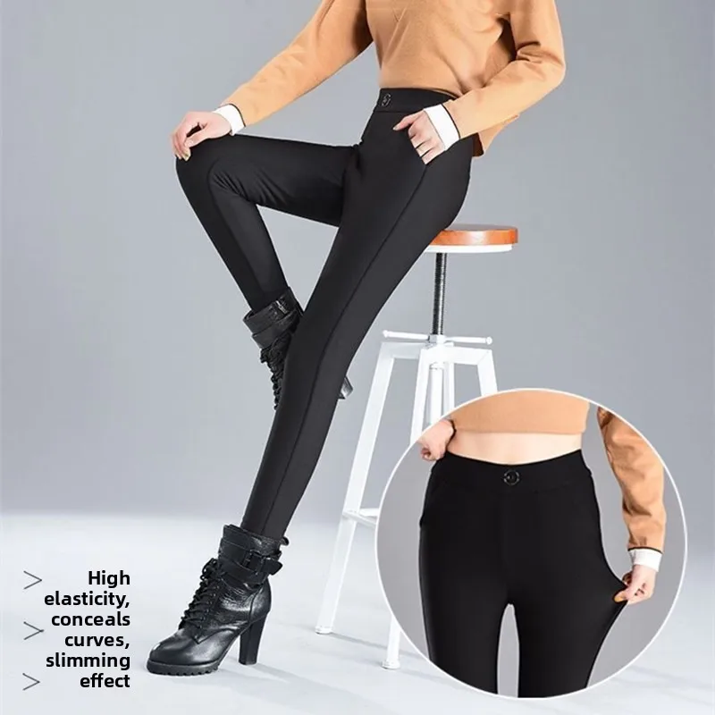 الدافئة Fce اصطف مستقيم الساق سراويل تقليدية للنساء كبار السن Thiened الخريف الشتاء أمي السراويل كبيرة الحجم Bla Boting Trou...