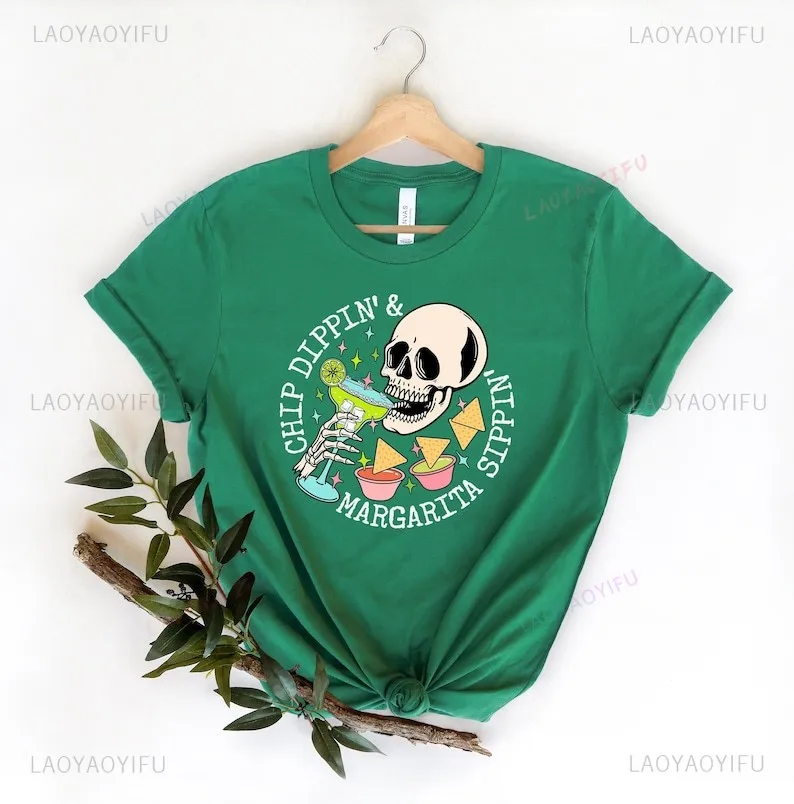 Head Skull Mexican Cinco De Mayo Graphic T Shirts Woman Man Summer Vintage Margarita Sippin Shirt High Quality Cotton Tops Tee