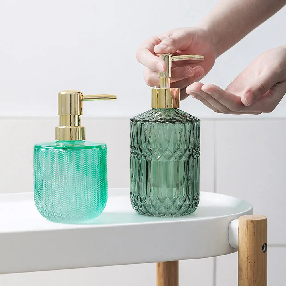 

1Pcs Glass Soap Dispenser Green European Style Pump Bottle for Home Bathroom Liquid Container Hand Soap Holder