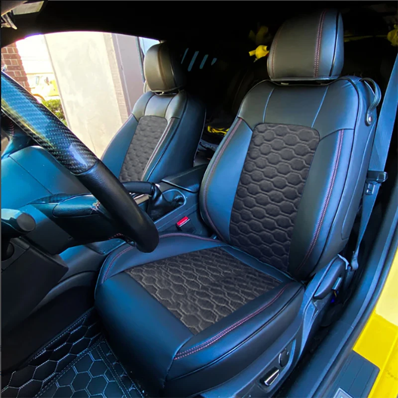 Maßgefertigte Autositzbezüge für 2010-2014 Mustang Coupe Komplettset Langlebiges Premium-Kunstleder für Mustang (Kein Cabrio) – Detail 12