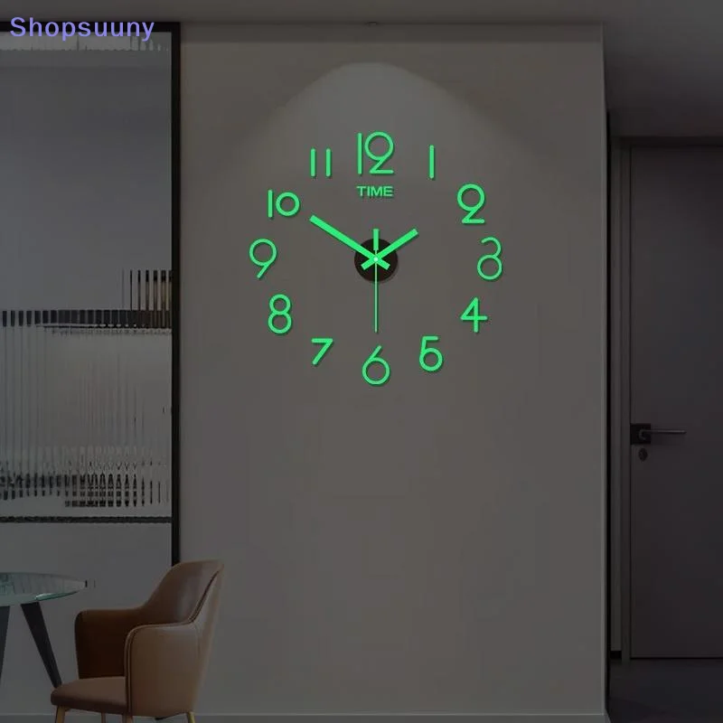 [SU]3D DIY Quartz Acrylic Large Wall Clock Modern Design Mirror Stickers Living Room Home Decor[SU]