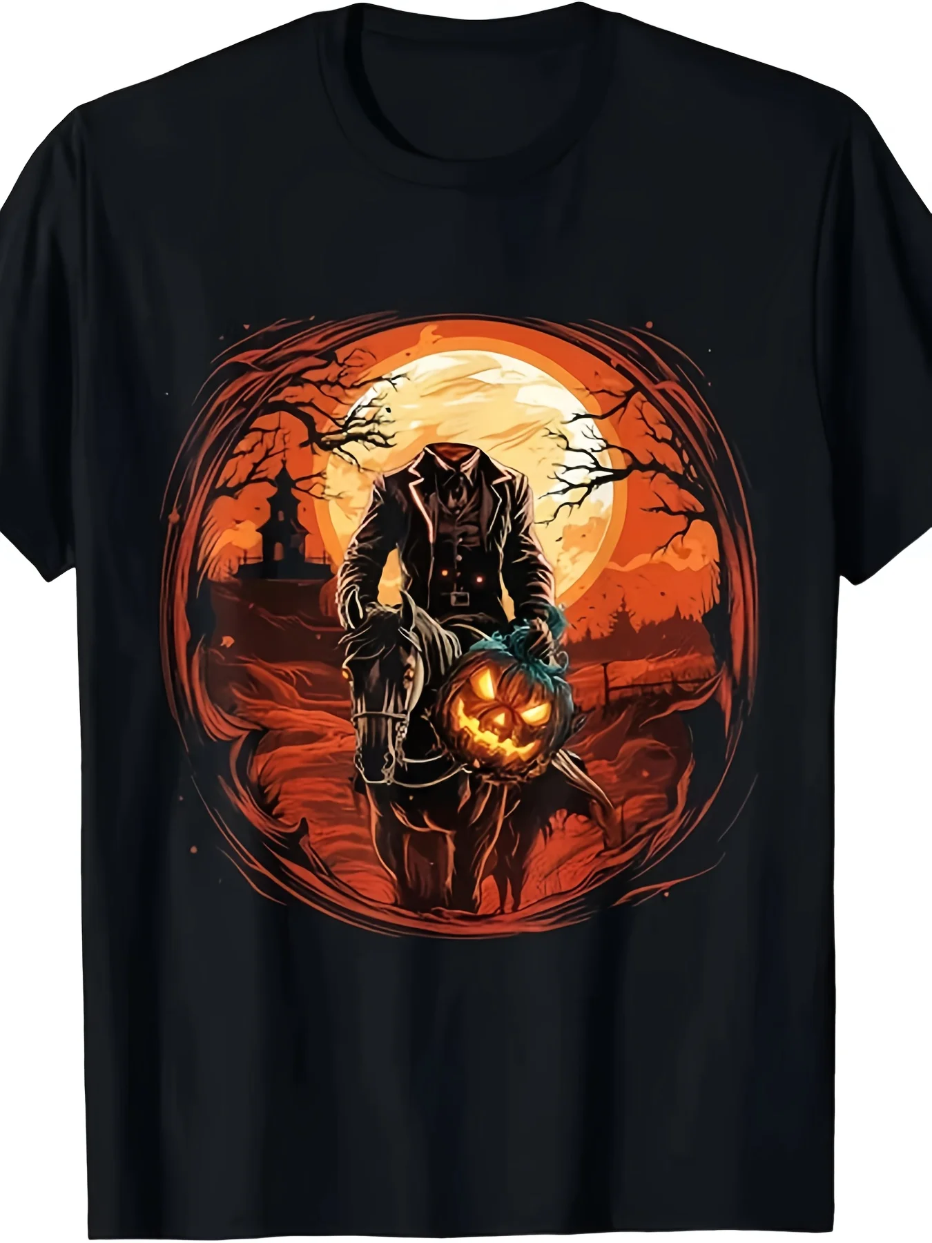 Men's & Women's Spooky Headless Horseman Halloween T-Shirt - 220gsm Heavyweight Cotton Retro Vintage Graphic Tee