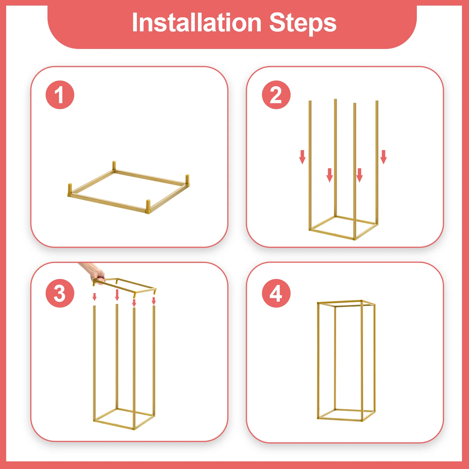 Wedding Flower Stands 10 Pcs 60cm Metal Stand Rack with Vertical Arrangement System for Ceremony Flowers, Reception & Events