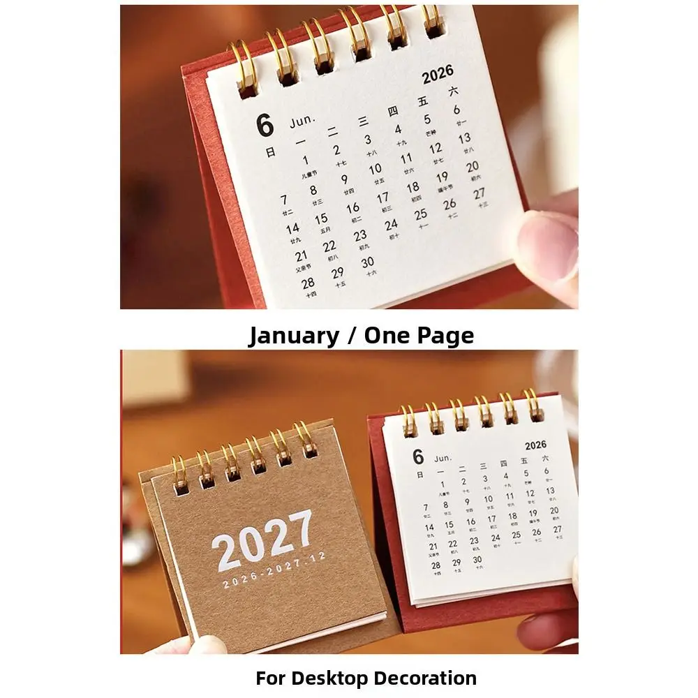 Gifts Mini 2027 Desk Calendar Double Coil Standing Base Standing Calendar Mini Calendar Home Office