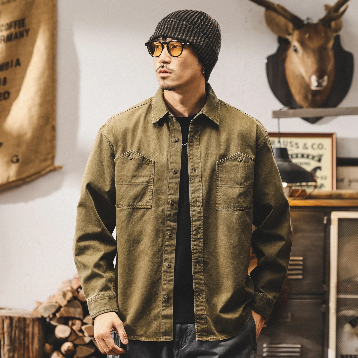 

Новые винтажные рабочие рубашки на весну и осень, мужские куртки с длинными рукавами из искусственного денима, мужские рубашки.