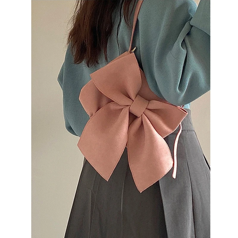 

Women's Shoulder Bags Oversized Bow Sweet Korean Cute Fashionable Versatile Shoulder Bags Luxury Brand New Handbags For Girl