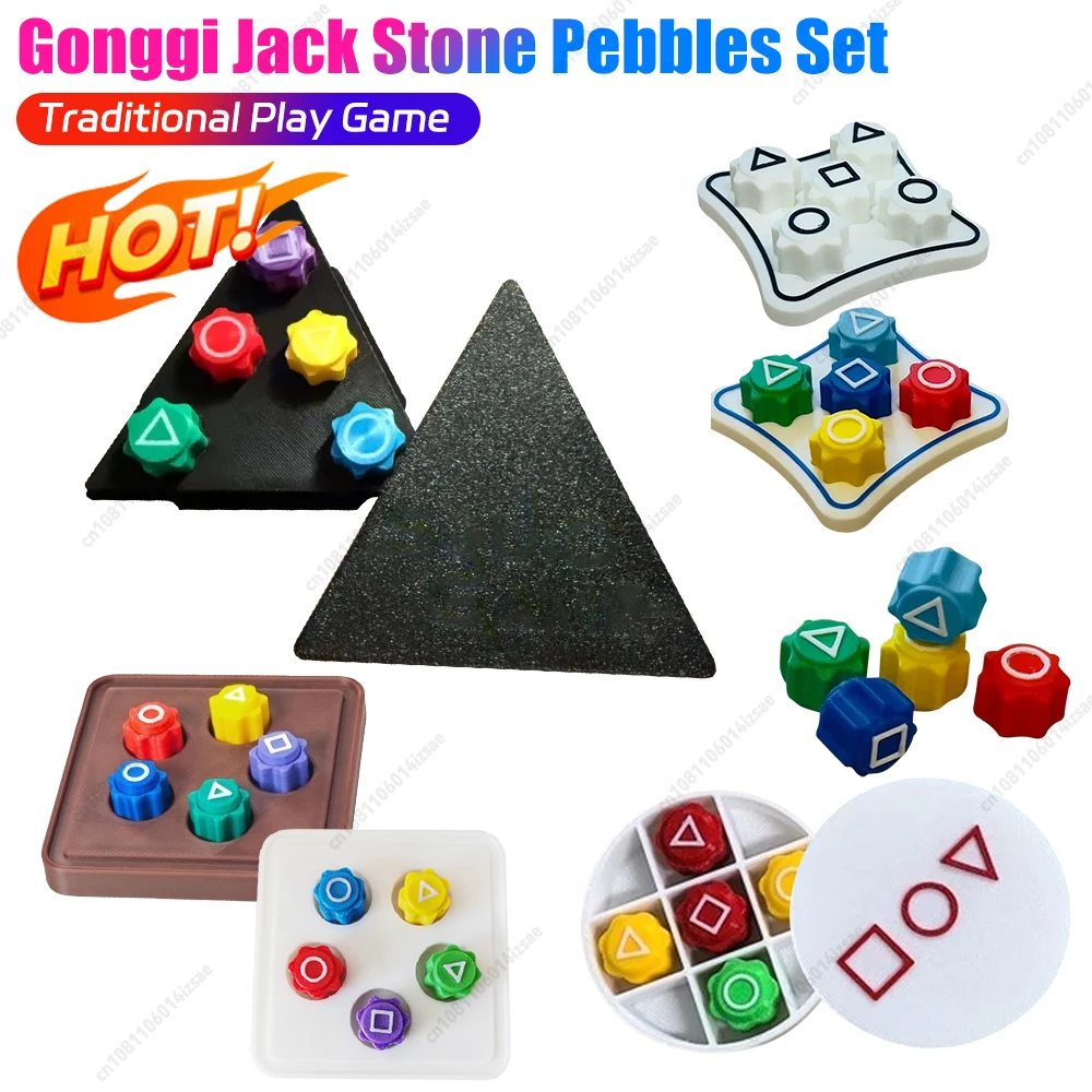 

Gonggi Jack Stone Pebbles Set Korean Traditional Play Game Colorful Stone Catching Party Game Hand Eye Coordination Training Toy