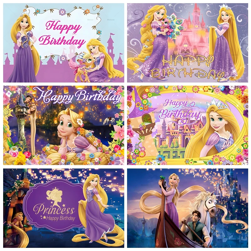 

Tangled Rapunzel Baby Girl's Birthday Backdrops Photography Baby Shower Party Photo Photographic Background Studio Shoots Props