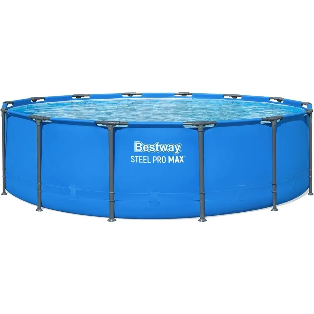 Round 14' x 42 Above Ground Swimming Pool, Outdoor Backyard Oasis, Blue