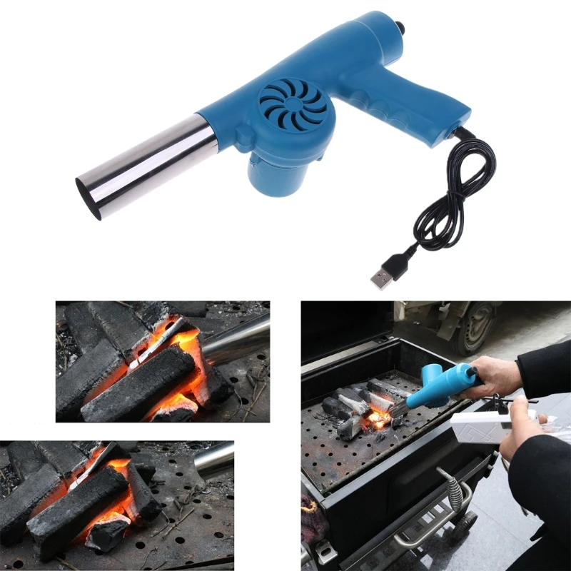 

Ручной вентилятор для барбекю с питанием от USB Легкий вентилятор для приготовления пищи в кемпинге с 2 воздуховодами,