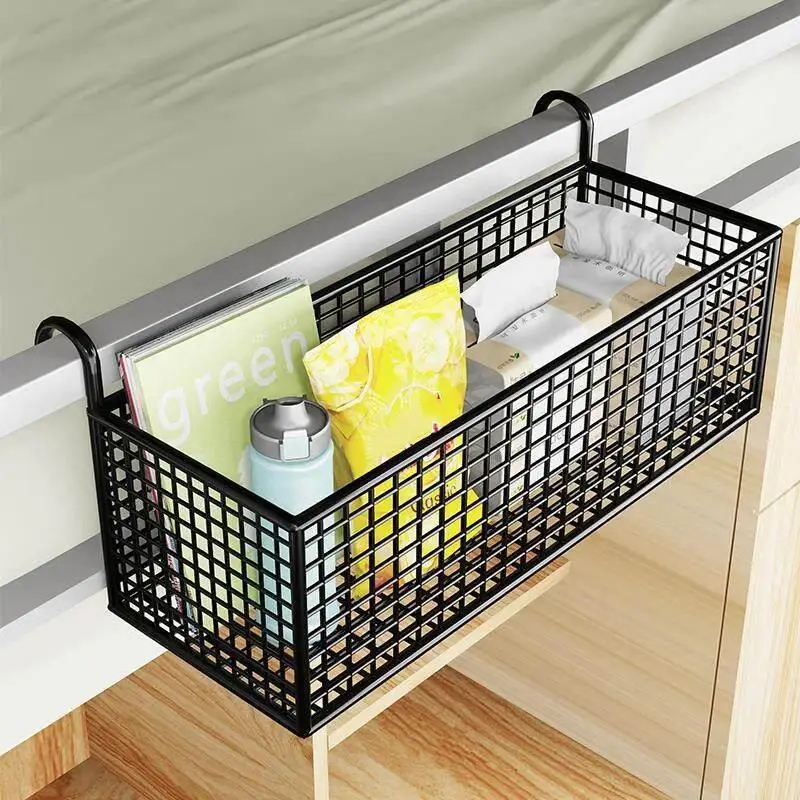 Hot Sale 1PCS No Drill No Damage To Bedframe Dorm Bedside Storage Rack Upper Bunk Snack Storage Basket