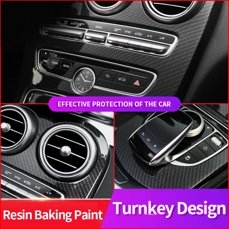 For Mercedes Benz C GLC Class W205 X235 Car Central Control Gear Shift Panel Covers Frame Interior Trim Sticker Car Accessories