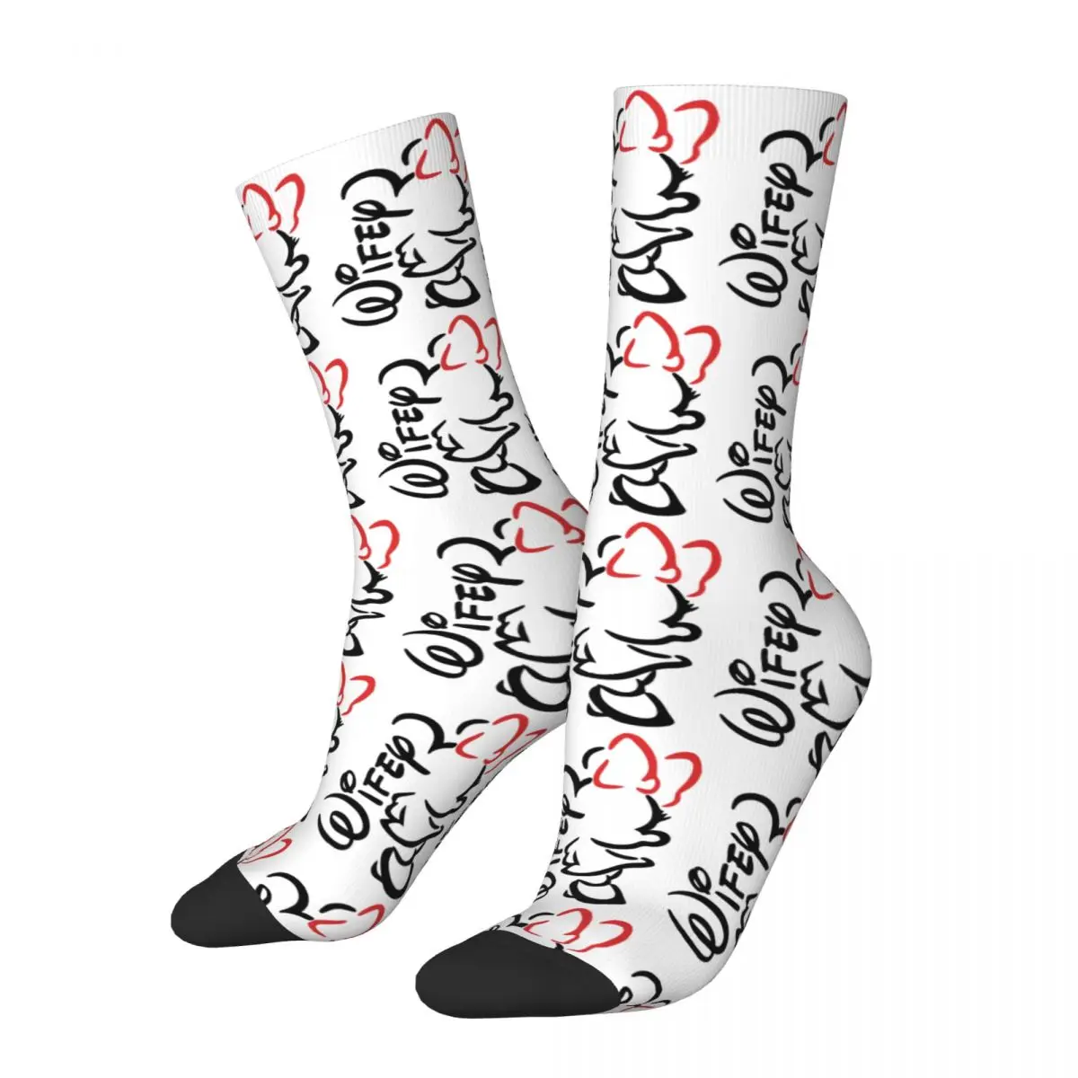 Wifey Happy Valentines Day Men's Socks Retro Harajuku Disney Mickey Mouse Cartoon Street Style Novelty Pattern Crew Sock