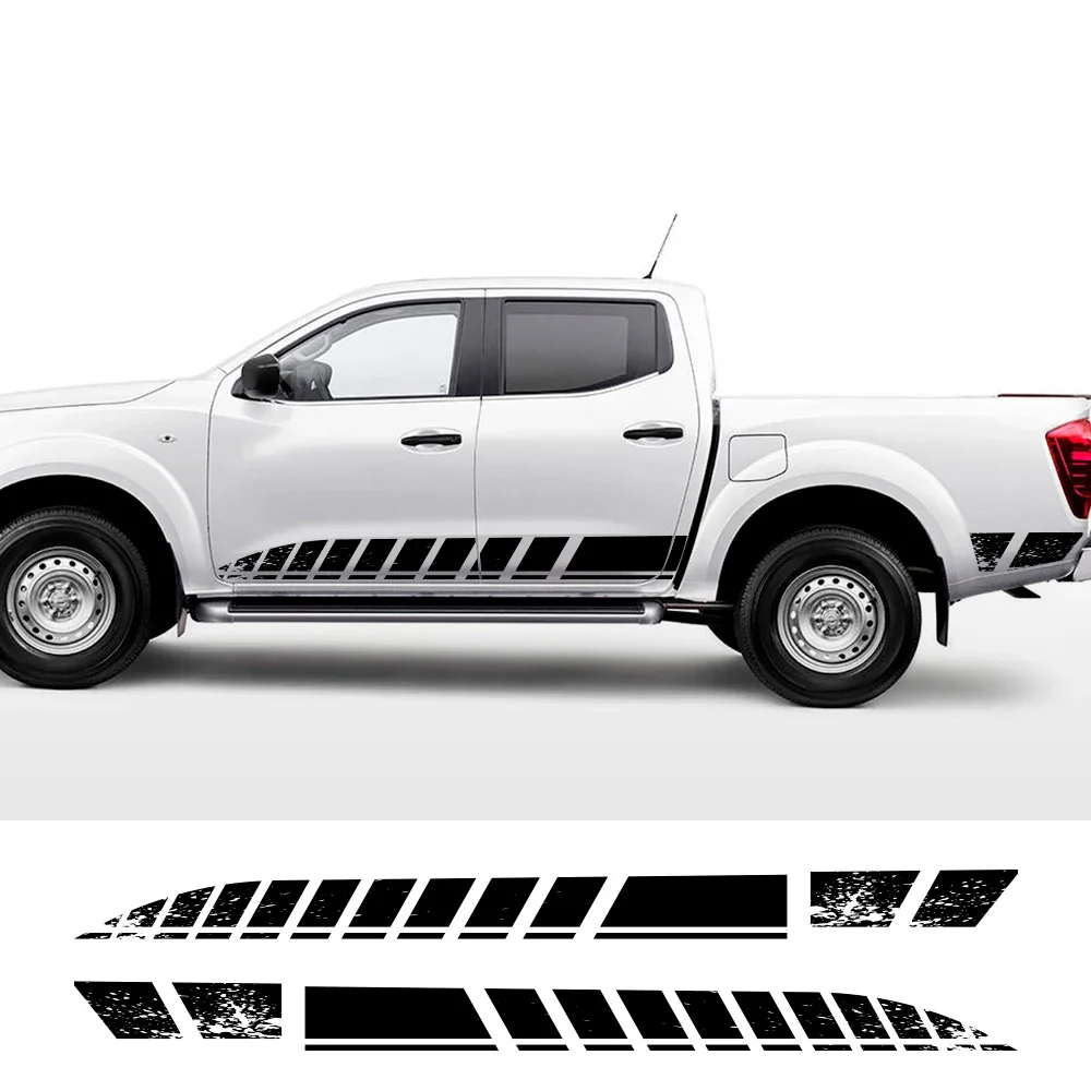 2PCS Car Side Door Sports Stripe Graphic Stickers Vinyl Body Decoration Decals Styling Accessories For Nissan NAVARA d21 d22 d40