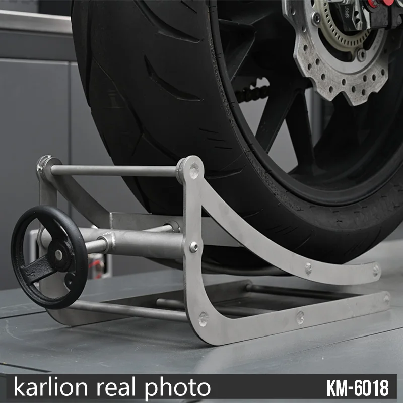 KARLION Motorcycle Lift Stand Stainless Steel Light Duty Manual CE Certified for Front/Rear Wheel Repair