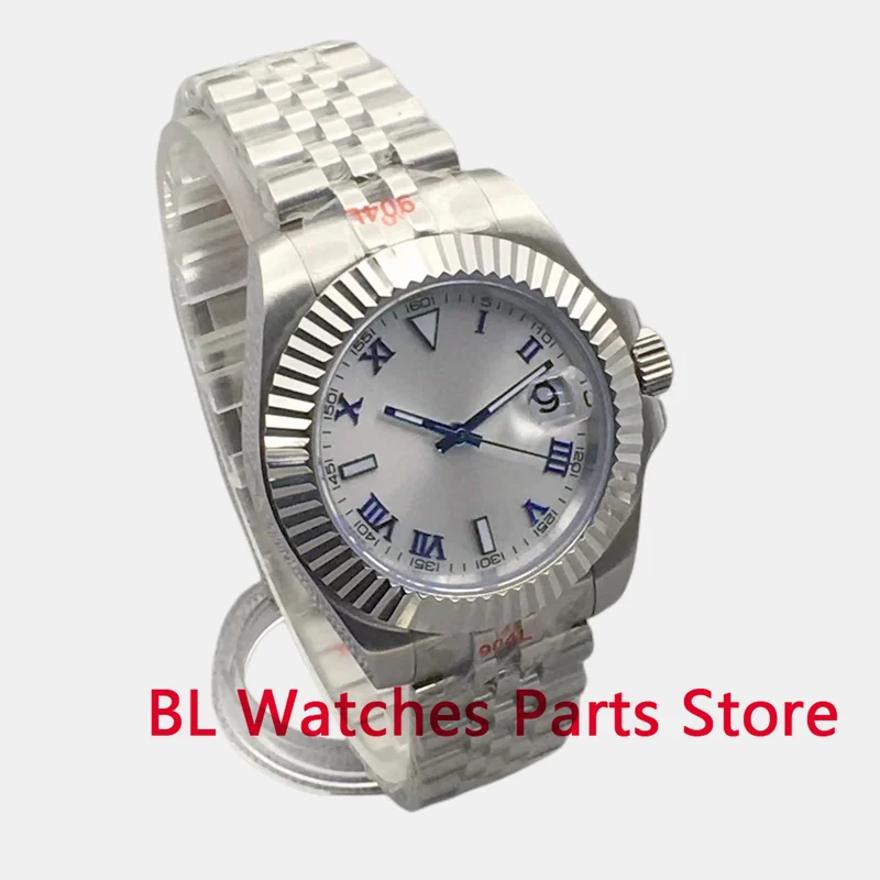 BLIGER 36mm 39mm Blue Roman Numbers NH35A PT5000 MIYOTA Automatic Men Watch Fluted Bezel Jubilee Bracelet Sapphire Glass