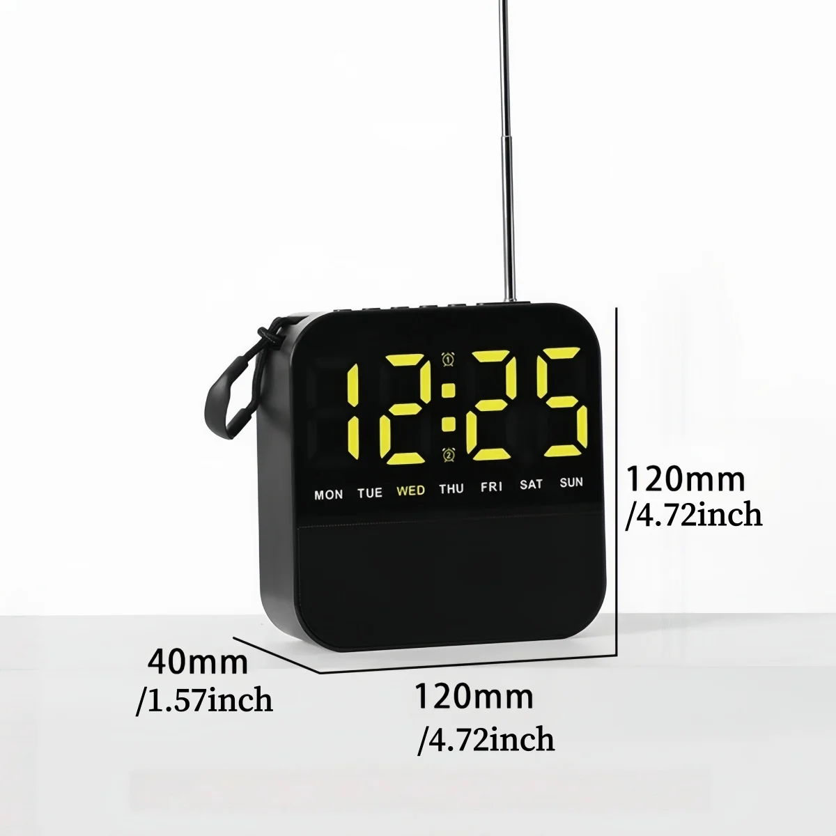 FM Radio Digital Alarm Clock Date Week 3-level Brightness  Dual Alarm 15-level Volume 12/24H Snooze LED Table Clock for Bedroom