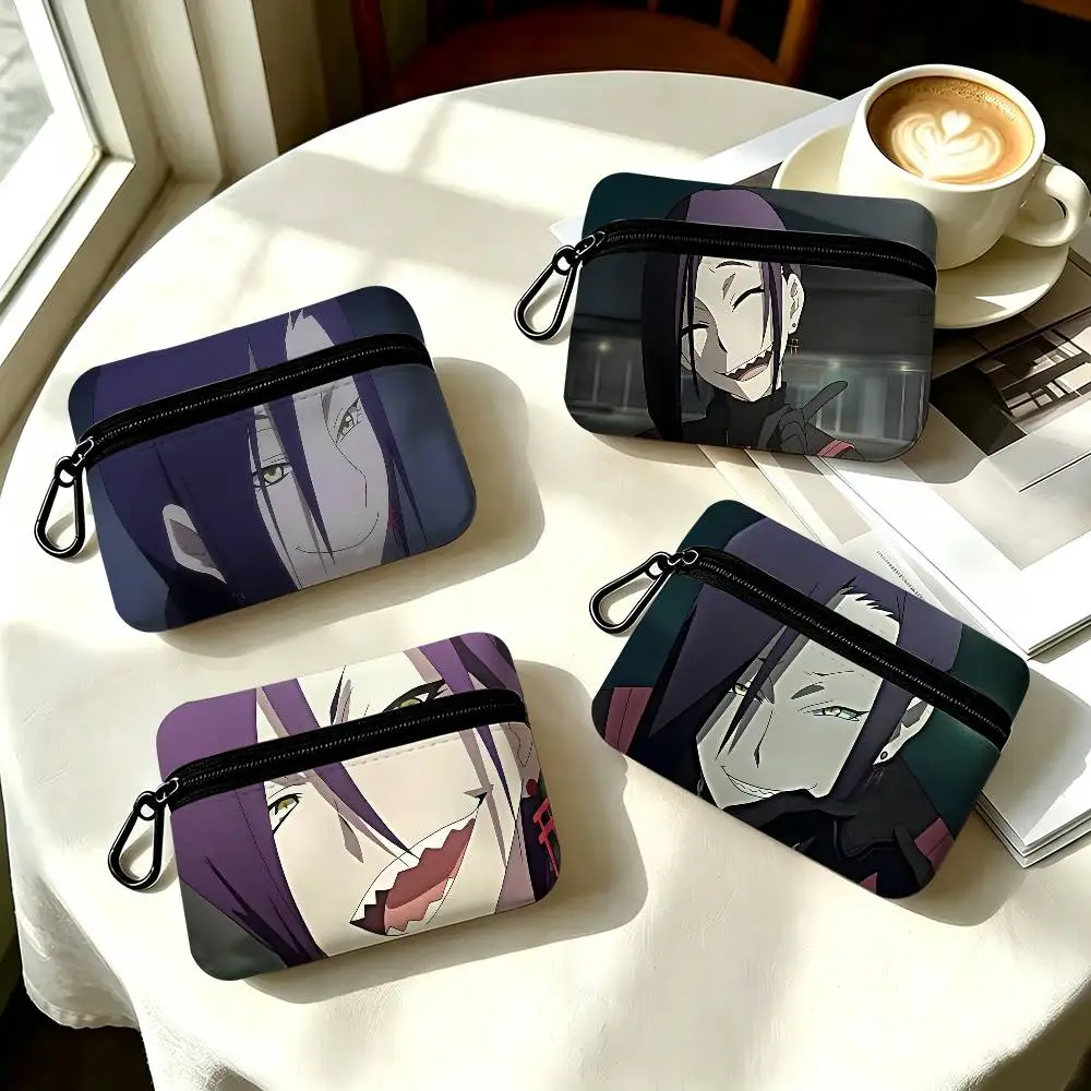 1pc Magane Chikujouin Re Creators Coin Purse With Carabiner Hook Portable Key Card Wallet Small Zipper Storage Pouch
