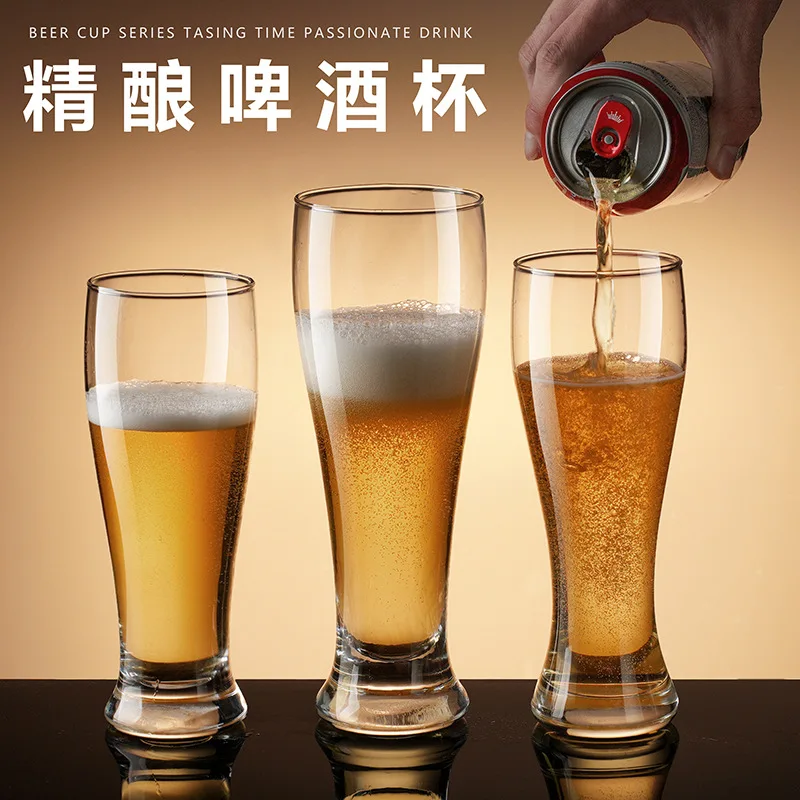 Clear Glass Beer Cup Pilsner Tulip Shaped Tall Thick Drinking Glassware Tumbler for Home Bar Pub Party KTV Restaurant Ale 500ml