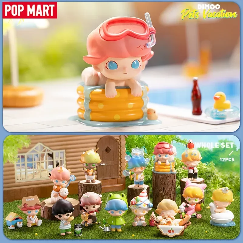 Popmart-Dimoo Pet Vacation Series Blind Box, Guess Bag, Mystery Box, Cute Anime Figure, Desktop Ornements, Butter Gift Collection, Toys