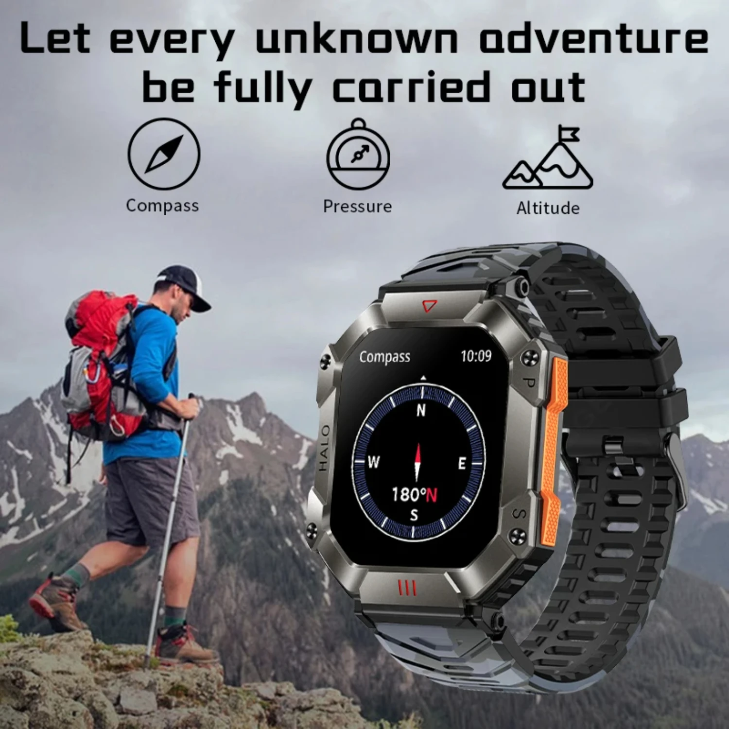 Smart Watch  Men 2.0 Inch 650 mAh Battery Bluetooth Call Outdoor Compass Sports Fitness Watch Waterproof Smartwatch Man