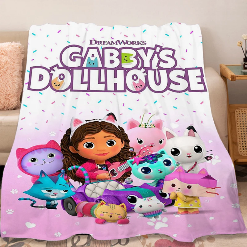 Flannel Blanket Sofa Winter G-Gabbys D-Dollhouse Lovely Warm Bed Fleece Custom Fluffy Soft Blankets Microfiber Bedding Kids Gift