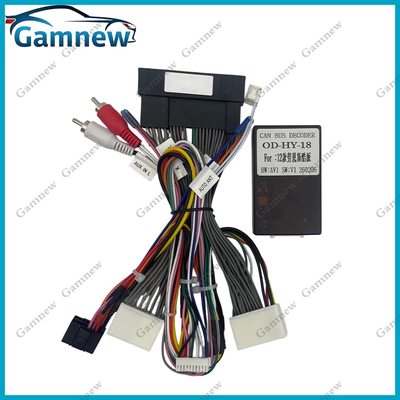 Car 16pin Wiring Harness Adapter Canbus Box Decoder Android Radio Power Cabler For Hyundai Rohens Genesis Coupe 2012-2015