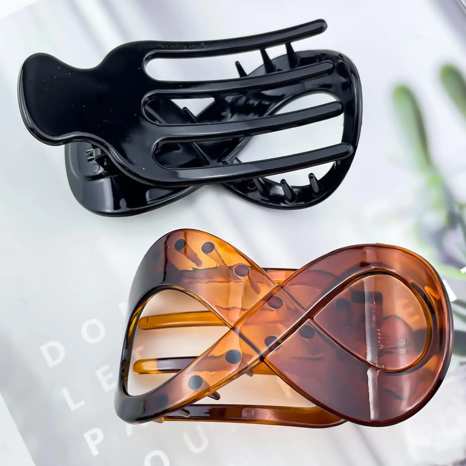 2/4pcs French Concord Hair Clip Acrylic Hair Claw Clips Thick Hair Flat Grip Hair Banana Barrettes for Styling Hair Accesso