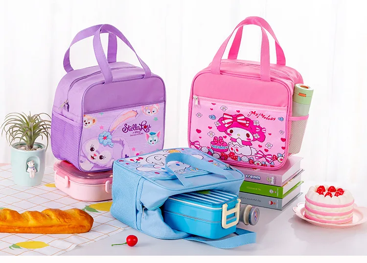 Cartoon Cinnamorolls Kuromis Pattern Insulated Bag Children's Lunch Box Bag Insulated Tote Bag Student Portable Lunch Bags