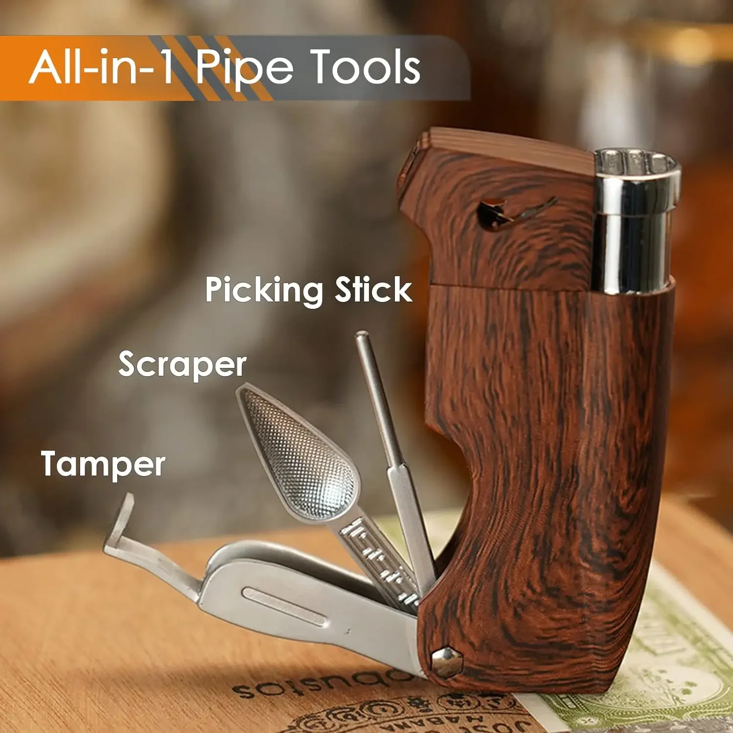 Multifunctional Pipe Lighter for Tobacco Smoker Butane Gas Lighter With Pipe Tool Cleaner Accessories Cool Lighter Men\'s Gift