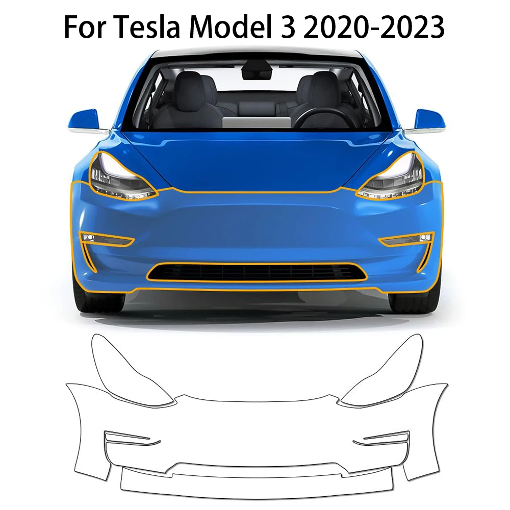 

Anti-Scratch TPU Car Paint Protection Film For Tesla Model 3 2020-2023 Pre-cut PPF Clear Bra Invisible Cover Repairable Sticker