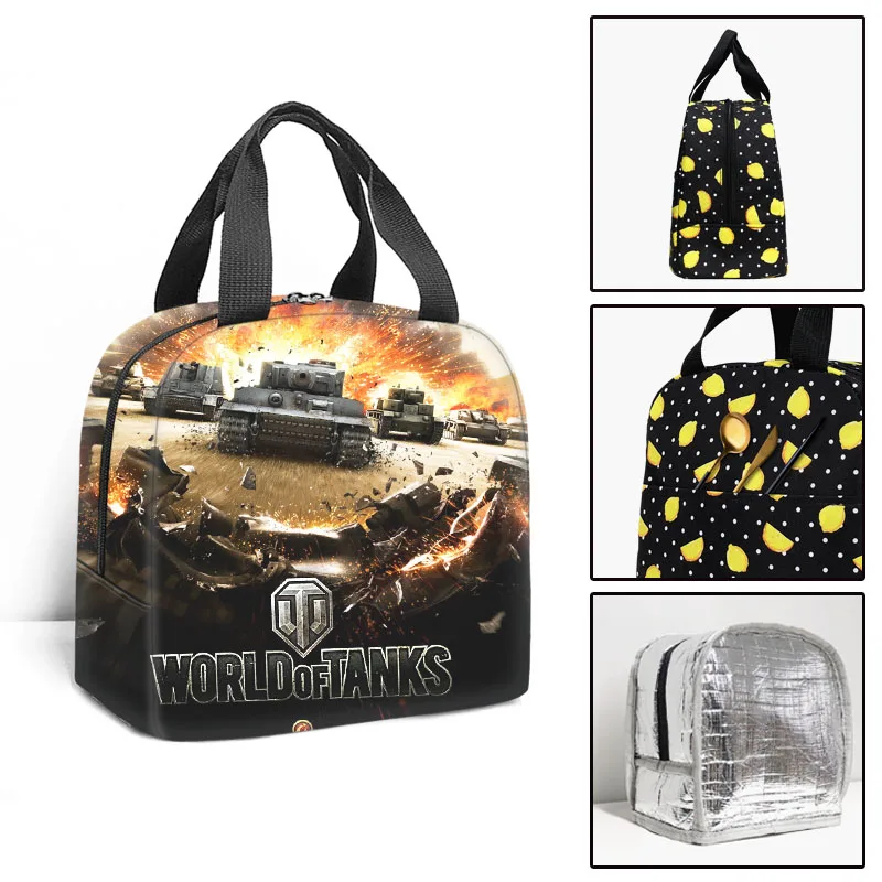 

Trendy Youthful Trendy World Of Tanks 3D Print Insulated Portable Handbags Ice Bags Lunchbox Thermal insulation Food Lunch Bag