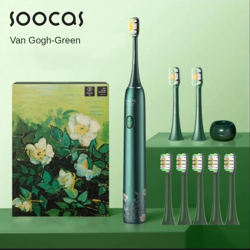 SOOCAS Van Gogh X3U Elektrische Zahnbürste Grün Ultra sonic Sonic Zahn Pinsel Verbesserte Typ-c Schnelle Kostenpflichtige Erwachsene IPX7 wasserdicht