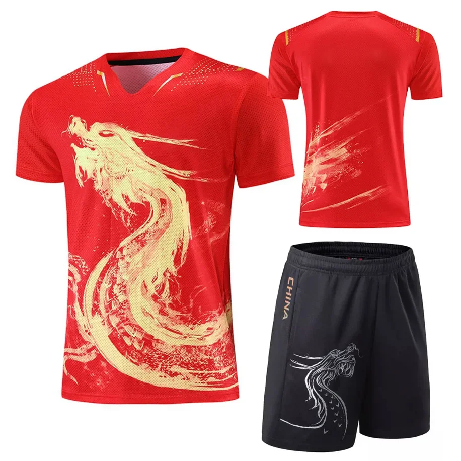 Latest China Dragon table tennis suit Jerseys Men Women Child China ping pong suits Table tennis clothes table tennis t Shirts