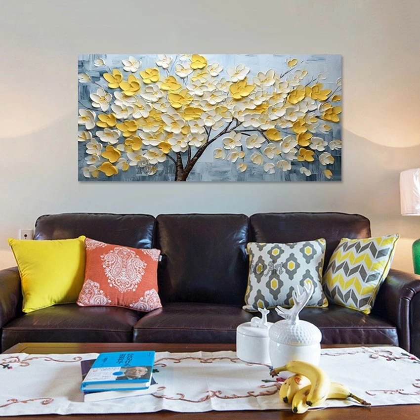 

Knife Acrylic Heavy Texture Modern Abstract Tree Handmade Oil Painting Wall Pictures For Living Room Modern Canvas Art Frameless
