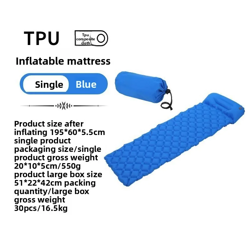 Tapis de camping gonflable ultraléger en TPU, portable, imperméable, pour randonnée, camping en plein air, matelas de couchage