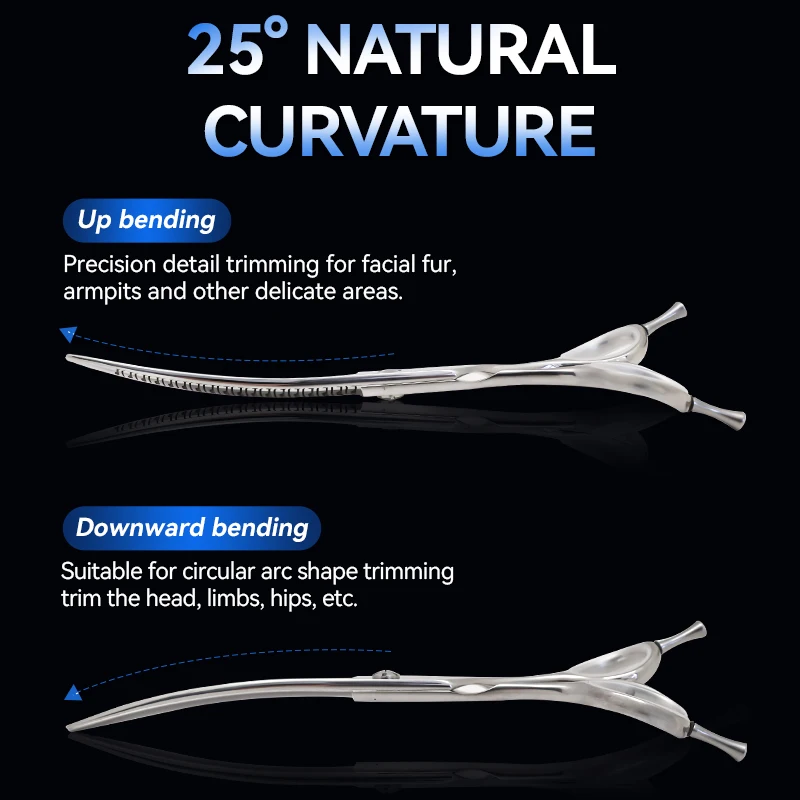Crane ATS314 Steel 7Inch 3D Teeth Magic Scissors High-end Pet Dog Grooming Curved Thinning Chunker Scissors CNC Screws 50-75%