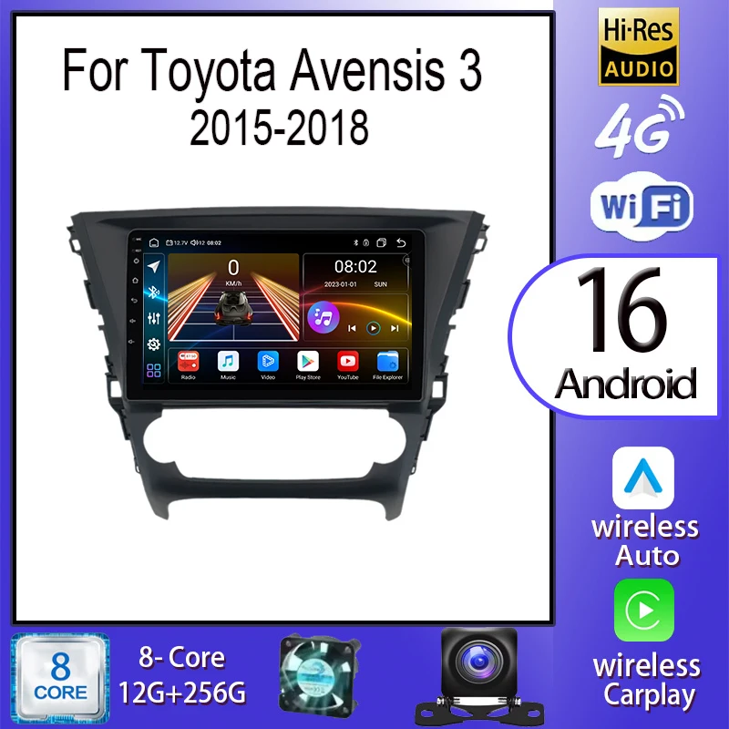أندرويد 16 Carplay السيارات لتويوتا أفينسيس 3 2015 - 2018 راديو السيارة الوسائط المتعددة مشغل فيديو الملاحة ستيريو لتحديد المواقع DSP 5G WIFI