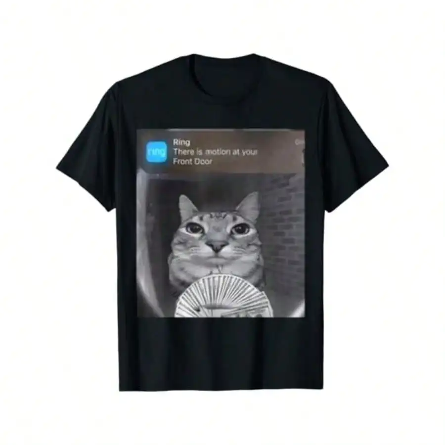 

[Funny Cat Meme Tee] Ring Cat Meme T-Shirt - Funny Cat Shirt for Cats Lover - 180g Cotton Crew Neck T-Shirt for Casual Home Wear