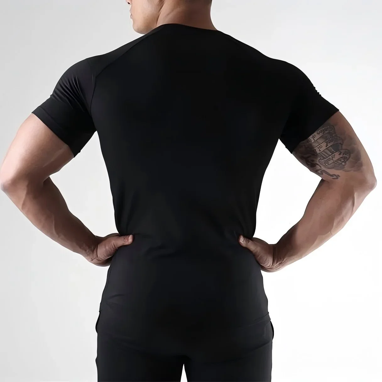 Compression Short Sleeve T-Shirt Men's Running Training Sports Wear Breathable Bodybuilding Top Workout Fitness Clothing image 4