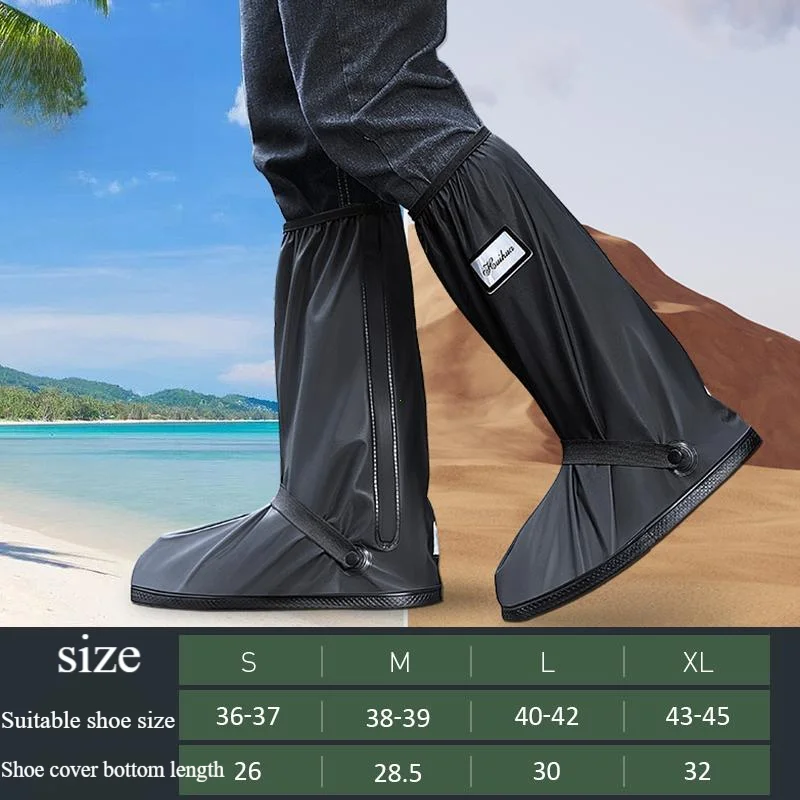 

Унисекс многоразовые противоскользящие водонепроницаемые чехлы для обуви от дождя, черные туфли с высокой трубкой, пылезащитные чехлы для мотоцикла, велосипеда, дождевик