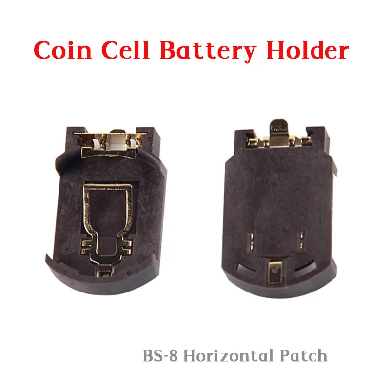 5-50 Pcs 3V Button Battery Case CR2032 CR 2032 Battery Holder Horizontal Patch Gold-plated BS-8 Battery Storage Box