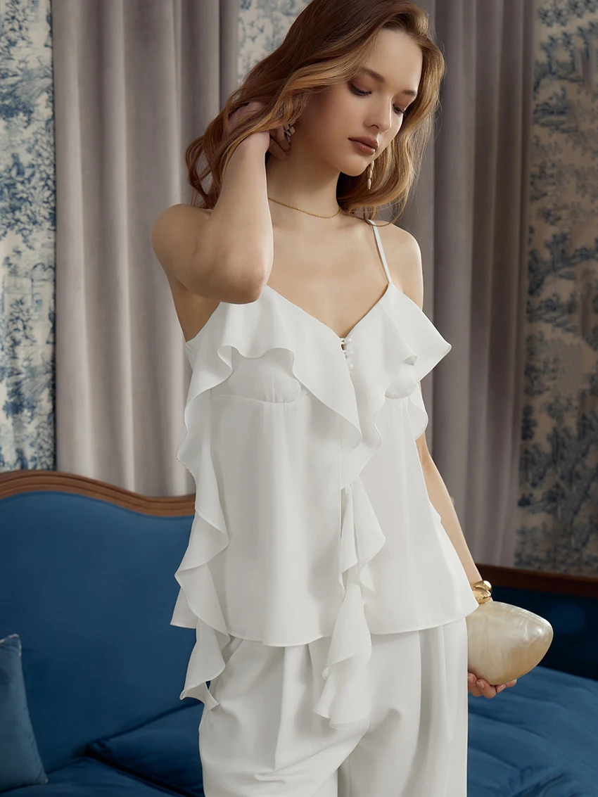 Marthaqiqi Casual Female Sleepwear Suit Tank Tops Pajamas Backless Nightie Spaghetti Strap Nightwear Pants Women Nightgowns Set