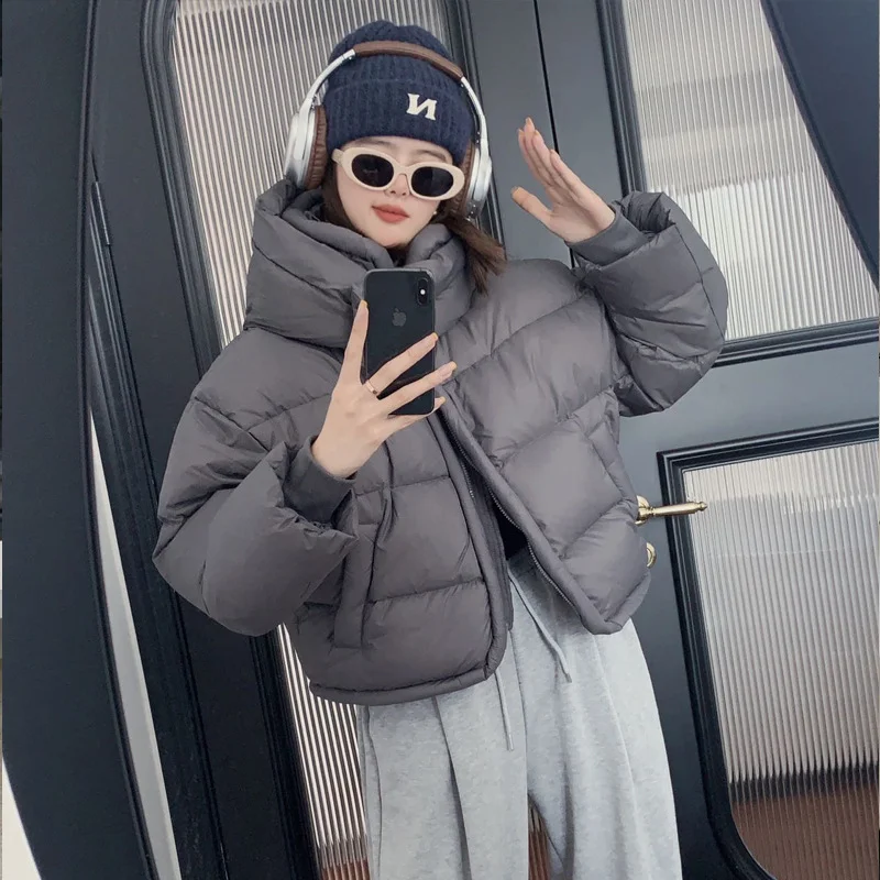 レディース フード付きダウンジャケット 2025 秋冬新作 ショート丈 厚手 カジュアル おしゃれ 多用途 アウター